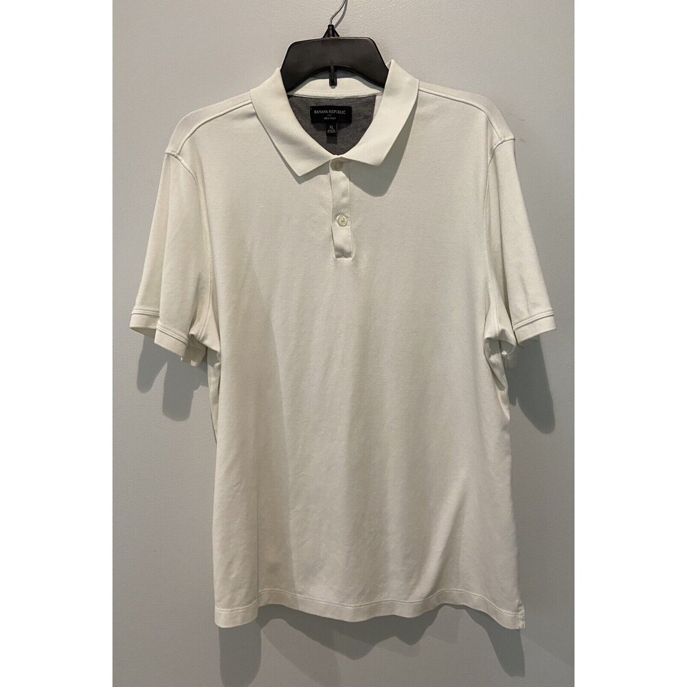 Banana Republic Polo Shirt Adult Extra Large White Casual Polo Mens